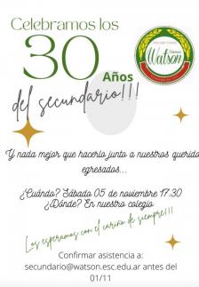 Nivel Secundario · Celebración 30 años